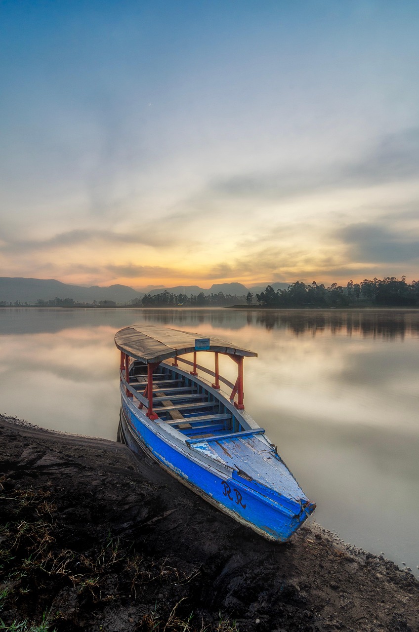 canoe, boat, ship, lake, sunset, sunrise, nature, bandung, indonesia, landscape